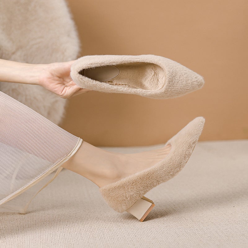 French Evening Style Elegant Fairy High Heeled Shoes Fashionable Pointed Shallow Mouth Thin Heeled Shoes - Image 4